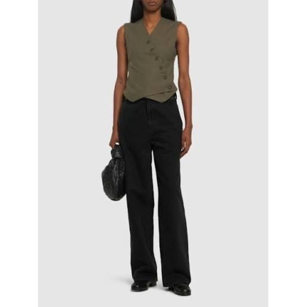 The Frankie Shop Maesa Asymmetrical Vest Olive Green Sleeveless Top Size S NEW